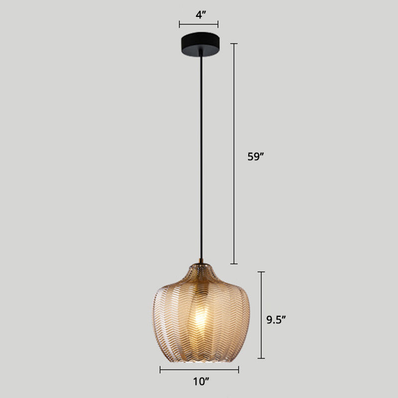 Wavy Glass Shaded Hanging Lamp Nordic Style Single Pendant Ceiling Light for Dining Room Clearhalo 'Ceiling Lights' 'Chandeliers' 'Glass shade' 'Glass' 'Modern Pendants' 'Modern' 'Pendant Lights' 'Pendants' Lighting' 2462454