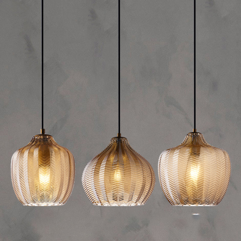 Wavy Glass Shaded Hanging Lamp Nordic Style Single Pendant Ceiling Light for Dining Room Clearhalo 'Ceiling Lights' 'Chandeliers' 'Glass shade' 'Glass' 'Modern Pendants' 'Modern' 'Pendant Lights' 'Pendants' Lighting' 2462456