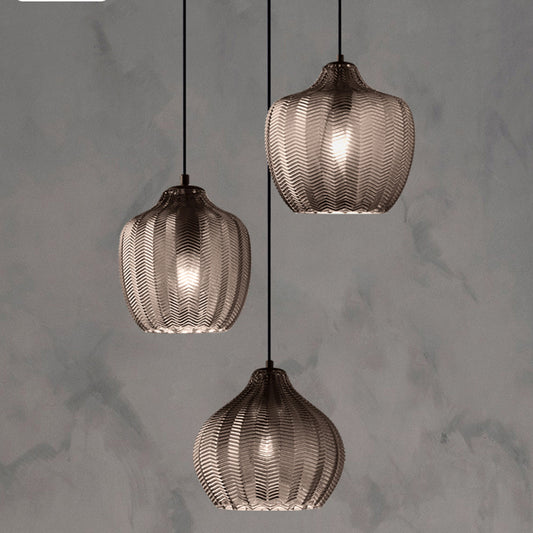 Wavy Glass Shaded Hanging Lamp Nordic Style Single Pendant Ceiling Light for Dining Room Clearhalo 'Ceiling Lights' 'Chandeliers' 'Glass shade' 'Glass' 'Modern Pendants' 'Modern' 'Pendant Lights' 'Pendants' Lighting' 2462457