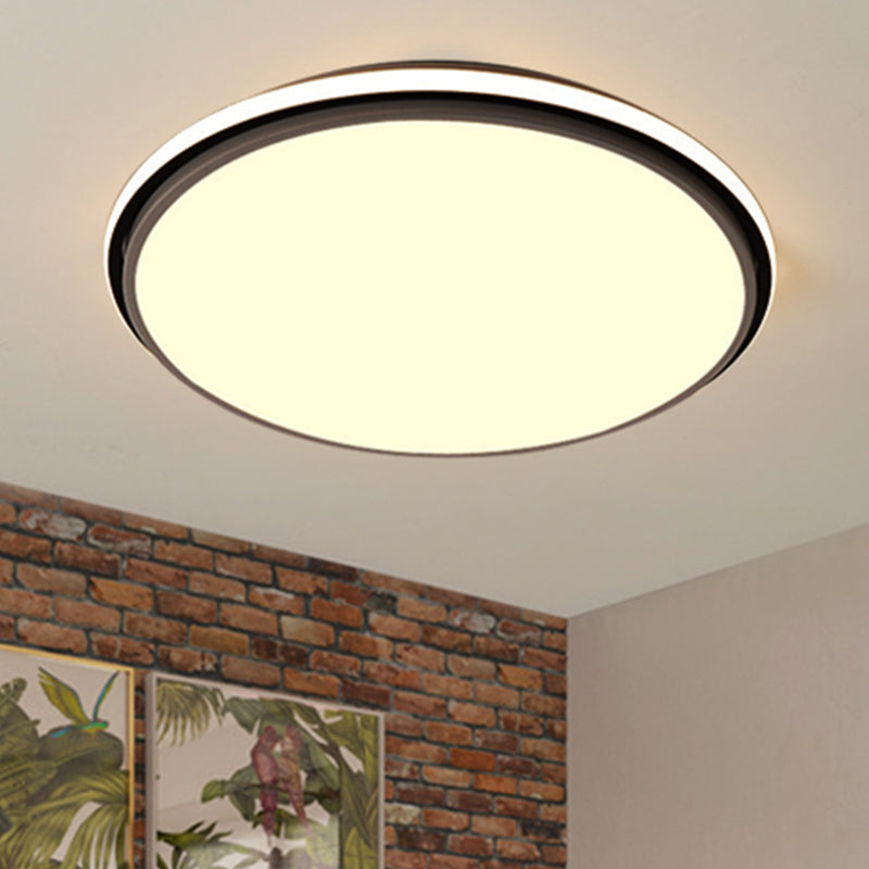 Black and White Circular Flush Mount Contemporary Led 12"/16"/19.5" Wide Acrylic Flush Mount Fixture with Recessed Diffuser in White/Warm Light Clearhalo 'Ceiling Lights' 'Close To Ceiling Lights' 'Close to ceiling' 'Flush mount' Lighting' 246246