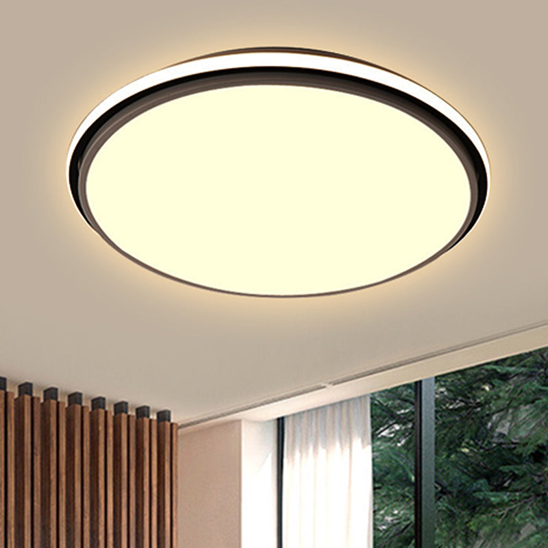 Black and White Circular Flush Mount Contemporary Led 12"/16"/19.5" Wide Acrylic Flush Mount Fixture with Recessed Diffuser in White/Warm Light Clearhalo 'Ceiling Lights' 'Close To Ceiling Lights' 'Close to ceiling' 'Flush mount' Lighting' 246247