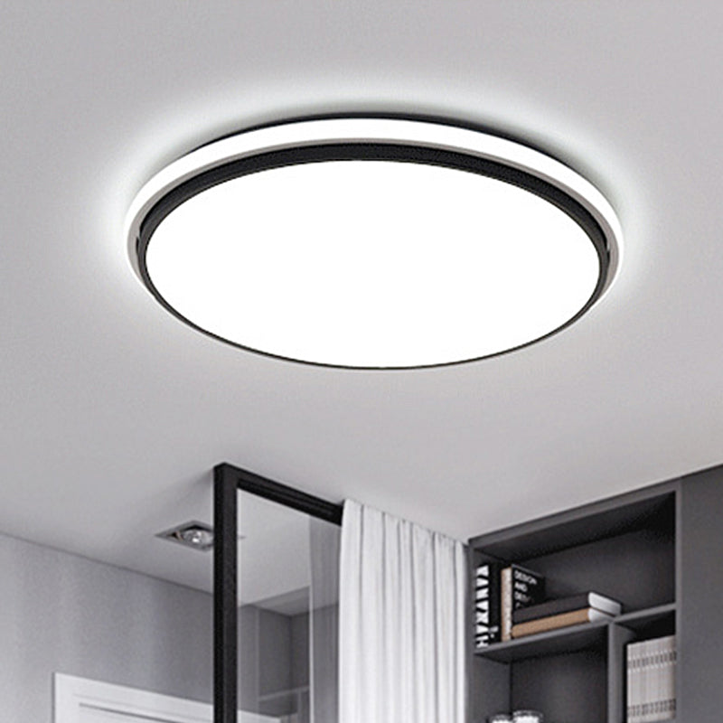 Black and White Circular Flush Mount Contemporary Led 12"/16"/19.5" Wide Acrylic Flush Mount Fixture with Recessed Diffuser in White/Warm Light Black-White White Clearhalo 'Ceiling Lights' 'Close To Ceiling Lights' 'Close to ceiling' 'Flush mount' Lighting' 246248
