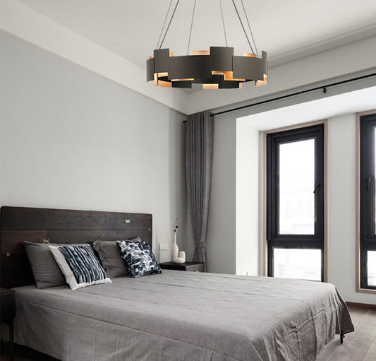 Splicing Metal Pendant Chandelier Postmodern Black and Gold Inner Suspension Light Clearhalo 'Ceiling Lights' 'Chandeliers' 'Modern Chandeliers' 'Modern' Lighting' 2462487