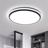Black and White Circular Flush Mount Contemporary Led 12"/16"/19.5" Wide Acrylic Flush Mount Fixture with Recessed Diffuser in White/Warm Light Black-White White Clearhalo 'Ceiling Lights' 'Close To Ceiling Lights' 'Close to ceiling' 'Flush mount' Lighting' 246248