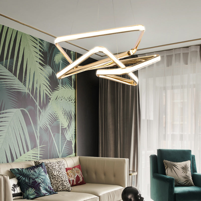 Contorted LED Pendant Light Simplicity Metal Living Room Ceiling Chandelier in Gold Clearhalo 'Ceiling Lights' 'Chandeliers' 'Modern Chandeliers' 'Modern' Lighting' 2462491