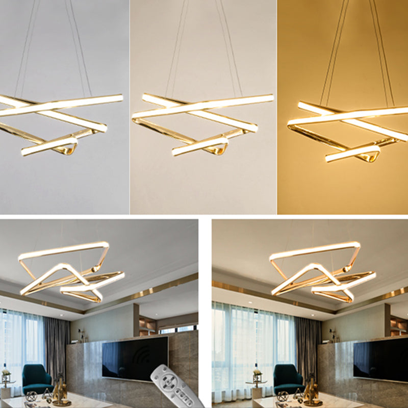 Contorted LED Pendant Light Simplicity Metal Living Room Ceiling Chandelier in Gold Clearhalo 'Ceiling Lights' 'Chandeliers' 'Modern Chandeliers' 'Modern' Lighting' 2462492