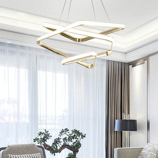 Contorted LED Pendant Light Simplicity Metal Living Room Ceiling Chandelier in Gold Clearhalo 'Ceiling Lights' 'Chandeliers' 'Modern Chandeliers' 'Modern' Lighting' 2462495