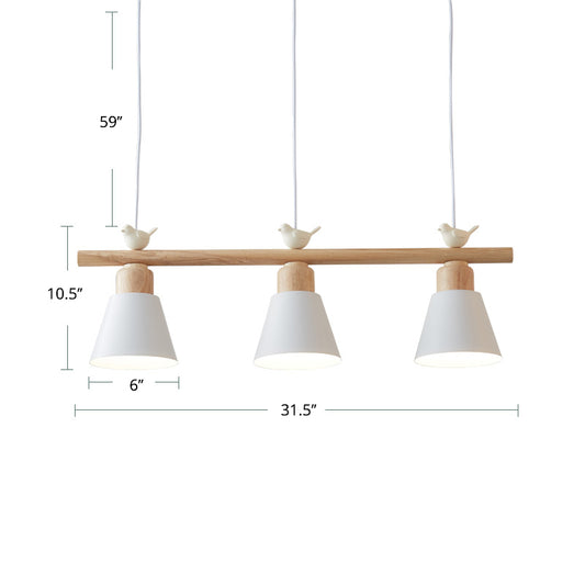 Nordic Shaded Hanging Island Light Metal 3-Head Dining Room Drop Pendant with Bird Decor Clearhalo 'Ceiling Lights' 'Island Lights' Lighting' 2462544