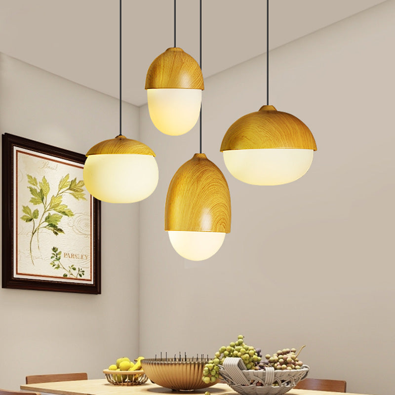 Beige Nut Pendant Light Simple Style 1 Head Wooden Ceiling Hang Lamp for Restaurant Clearhalo 'Ceiling Lights' 'Modern Pendants' 'Modern' 'Pendant Lights' 'Pendants' Lighting' 2462555