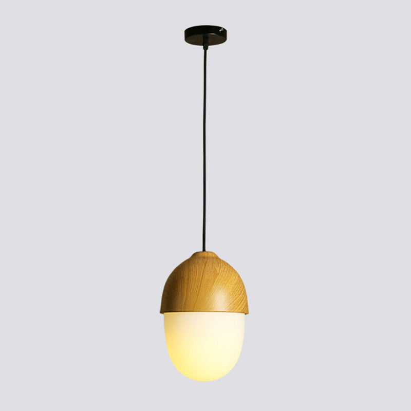 Beige Nut Pendant Light Simple Style 1 Head Wooden Ceiling Hang Lamp for Restaurant Wood Bowl Clearhalo 'Ceiling Lights' 'Modern Pendants' 'Modern' 'Pendant Lights' 'Pendants' Lighting' 2462556