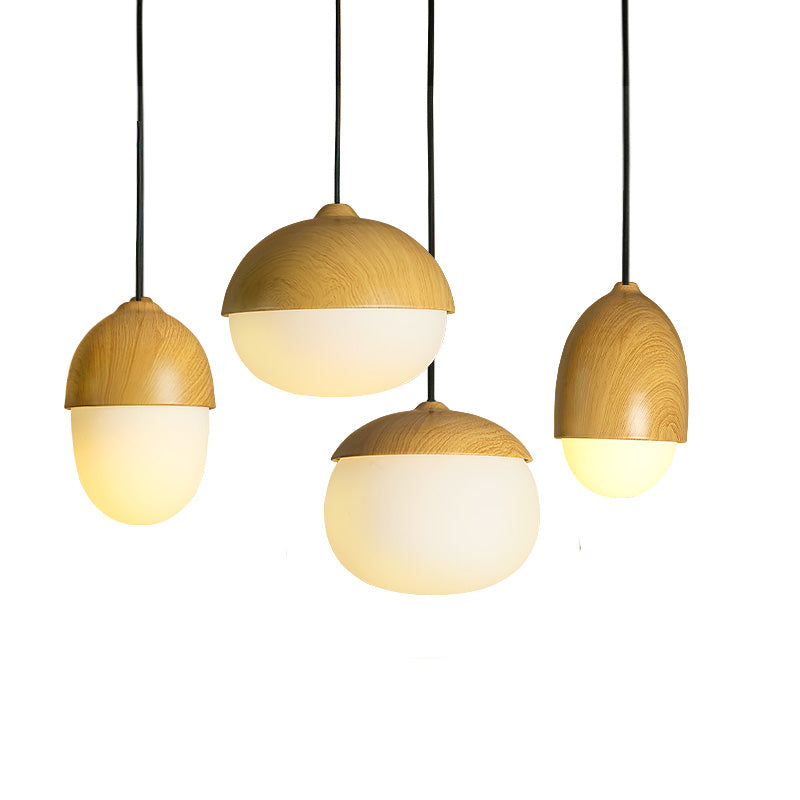 Beige Nut Pendant Light Simple Style 1 Head Wooden Ceiling Hang Lamp for Restaurant Clearhalo 'Ceiling Lights' 'Modern Pendants' 'Modern' 'Pendant Lights' 'Pendants' Lighting' 2462562