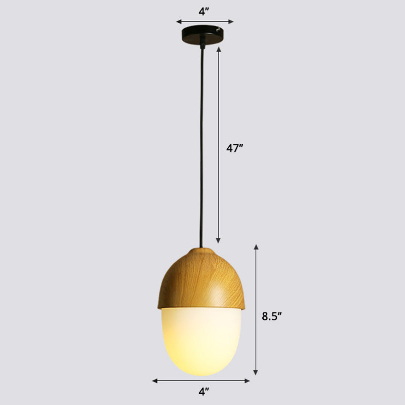 Beige Nut Pendant Light Simple Style 1 Head Wooden Ceiling Hang Lamp for Restaurant Clearhalo 'Ceiling Lights' 'Modern Pendants' 'Modern' 'Pendant Lights' 'Pendants' Lighting' 2462564