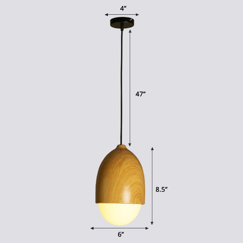 Beige Nut Pendant Light Simple Style 1 Head Wooden Ceiling Hang Lamp for Restaurant Clearhalo 'Ceiling Lights' 'Modern Pendants' 'Modern' 'Pendant Lights' 'Pendants' Lighting' 2462566