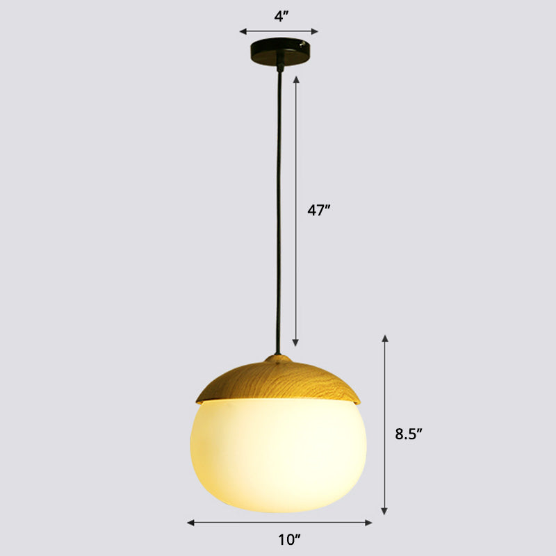 Beige Nut Pendant Light Simple Style 1 Head Wooden Ceiling Hang Lamp for Restaurant Clearhalo 'Ceiling Lights' 'Modern Pendants' 'Modern' 'Pendant Lights' 'Pendants' Lighting' 2462567