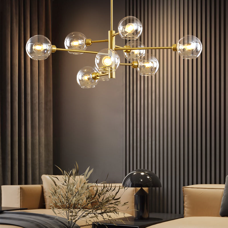 Postmodern Sputnik Chandelier Light Fixture Glass Living Room Hanging Ceiling Light Clearhalo 'Ceiling Lights' 'Chandeliers' 'Glass shade' 'Glass' 'Modern Chandeliers' 'Modern' Lighting' 2462580