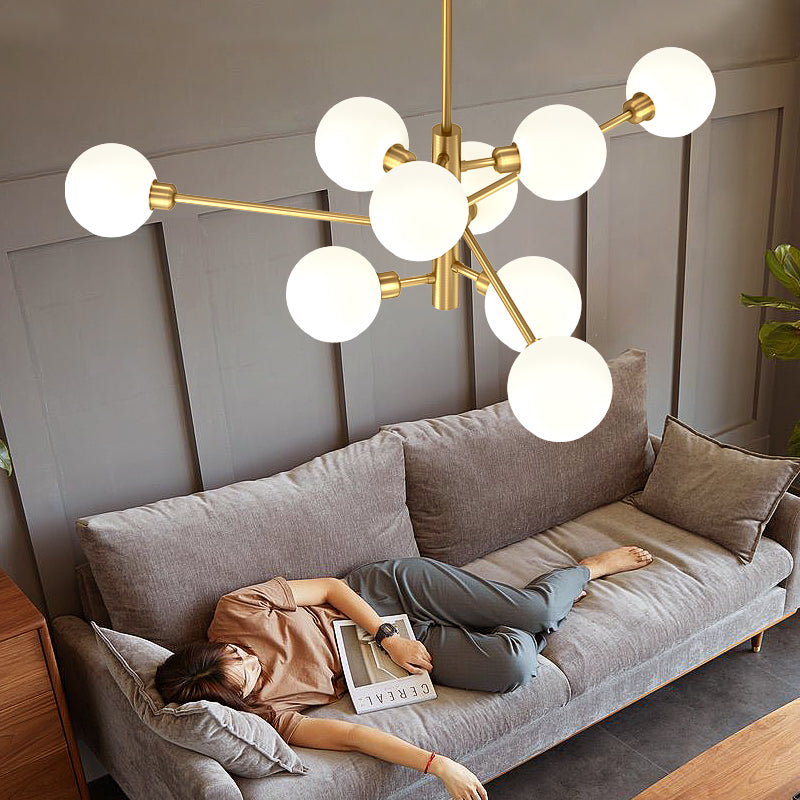 Postmodern Sputnik Chandelier Light Fixture Glass Living Room Hanging Ceiling Light Clearhalo 'Ceiling Lights' 'Chandeliers' 'Glass shade' 'Glass' 'Modern Chandeliers' 'Modern' Lighting' 2462584