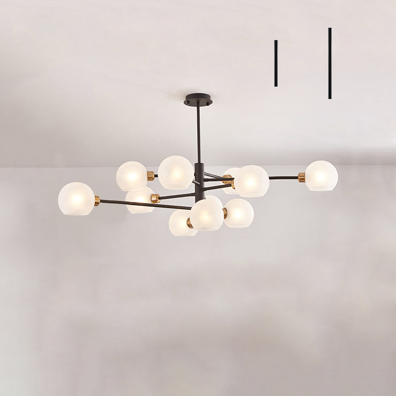 Postmodern Sputnik Chandelier Light Fixture Glass Living Room Hanging Ceiling Light 11 Black White Clearhalo 'Ceiling Lights' 'Chandeliers' 'Glass shade' 'Glass' 'Modern Chandeliers' 'Modern' Lighting' 2462589