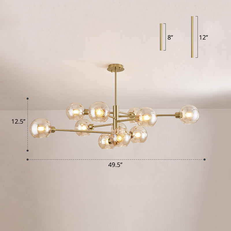 Postmodern Sputnik Chandelier Light Fixture Glass Living Room Hanging Ceiling Light Clearhalo 'Ceiling Lights' 'Chandeliers' 'Glass shade' 'Glass' 'Modern Chandeliers' 'Modern' Lighting' 2462590