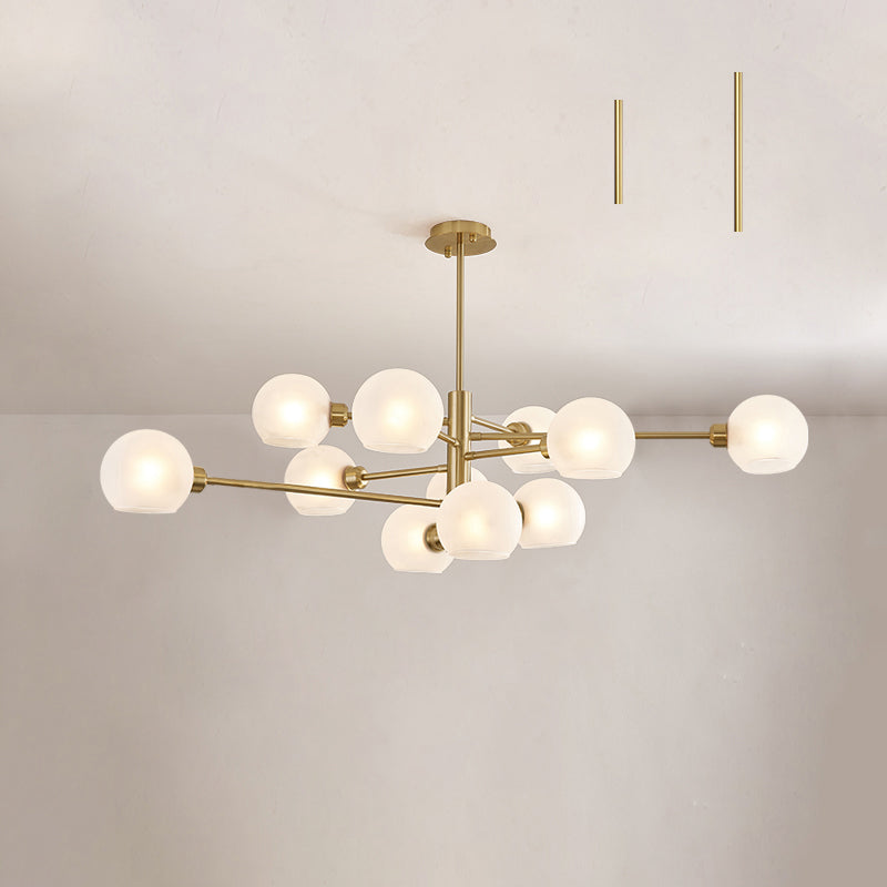 Postmodern Sputnik Chandelier Light Fixture Glass Living Room Hanging Ceiling Light 11 Gold White Clearhalo 'Ceiling Lights' 'Chandeliers' 'Glass shade' 'Glass' 'Modern Chandeliers' 'Modern' Lighting' 2462592