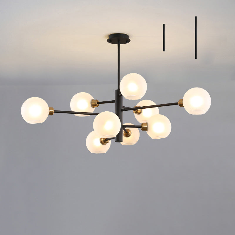 Postmodern Sputnik Chandelier Light Fixture Glass Living Room Hanging Ceiling Light 9 Black White Clearhalo 'Ceiling Lights' 'Chandeliers' 'Glass shade' 'Glass' 'Modern Chandeliers' 'Modern' Lighting' 2462598
