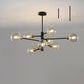 Postmodern Sputnik Chandelier Light Fixture Glass Living Room Hanging Ceiling Light 9 Black Clear Clearhalo 'Ceiling Lights' 'Chandeliers' 'Glass shade' 'Glass' 'Modern Chandeliers' 'Modern' Lighting' 2462604