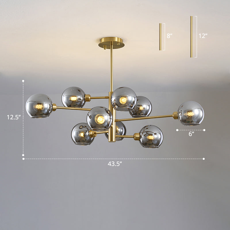 Postmodern Sputnik Chandelier Light Fixture Glass Living Room Hanging Ceiling Light Clearhalo 'Ceiling Lights' 'Chandeliers' 'Glass shade' 'Glass' 'Modern Chandeliers' 'Modern' Lighting' 2462606
