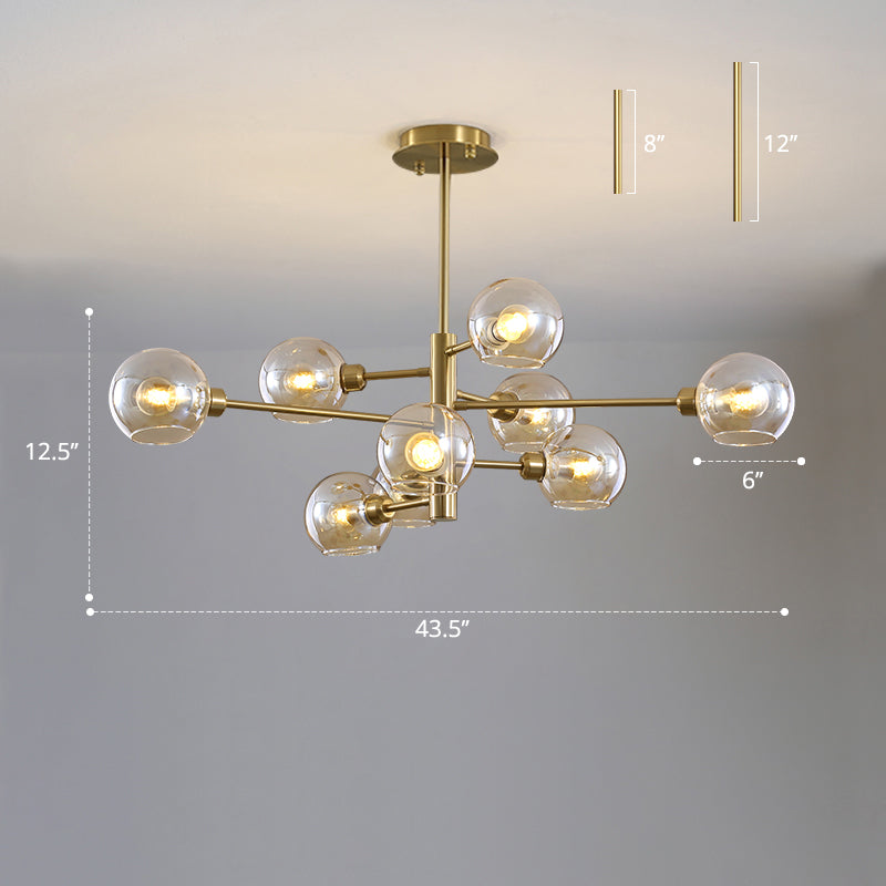 Postmodern Sputnik Chandelier Light Fixture Glass Living Room Hanging Ceiling Light Clearhalo 'Ceiling Lights' 'Chandeliers' 'Glass shade' 'Glass' 'Modern Chandeliers' 'Modern' Lighting' 2462612