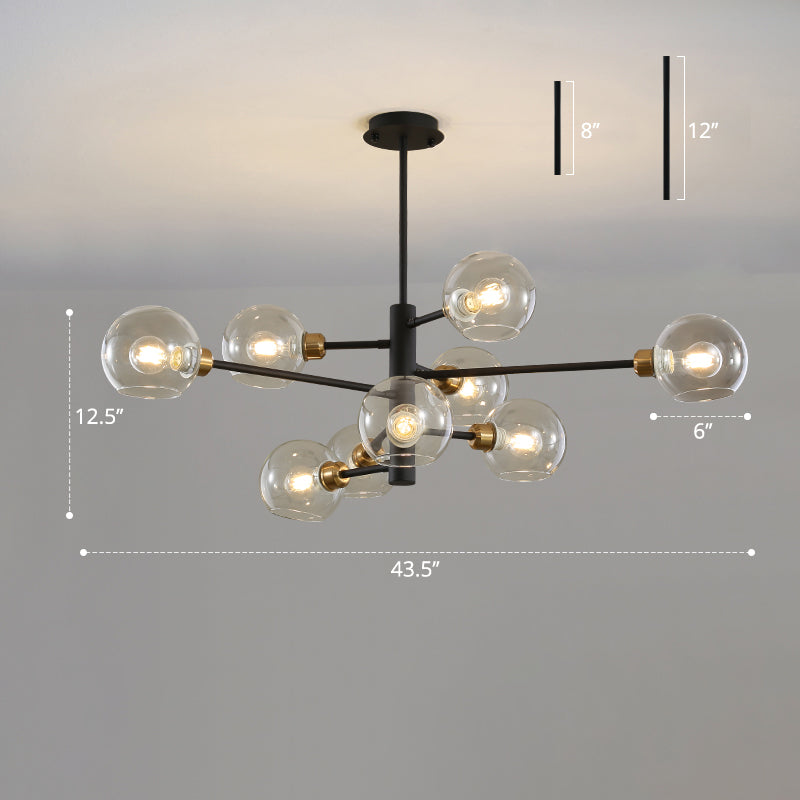 Postmodern Sputnik Chandelier Light Fixture Glass Living Room Hanging Ceiling Light Clearhalo 'Ceiling Lights' 'Chandeliers' 'Glass shade' 'Glass' 'Modern Chandeliers' 'Modern' Lighting' 2462614