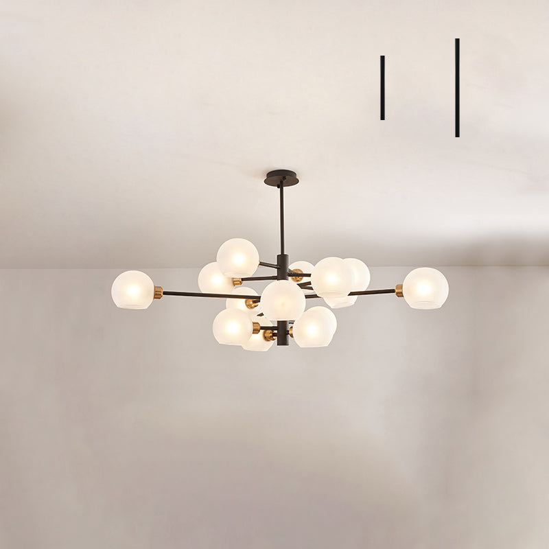 Postmodern Sputnik Chandelier Light Fixture Glass Living Room Hanging Ceiling Light 15 Black White Clearhalo 'Ceiling Lights' 'Chandeliers' 'Glass shade' 'Glass' 'Modern Chandeliers' 'Modern' Lighting' 2462617