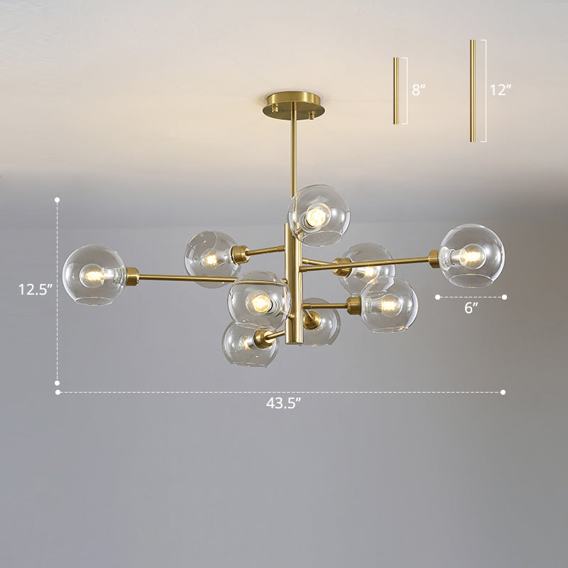 Postmodern Sputnik Chandelier Light Fixture Glass Living Room Hanging Ceiling Light Clearhalo 'Ceiling Lights' 'Chandeliers' 'Glass shade' 'Glass' 'Modern Chandeliers' 'Modern' Lighting' 2462618
