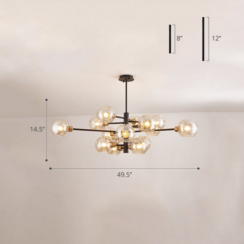 Postmodern Sputnik Chandelier Light Fixture Glass Living Room Hanging Ceiling Light Clearhalo 'Ceiling Lights' 'Chandeliers' 'Glass shade' 'Glass' 'Modern Chandeliers' 'Modern' Lighting' 2462620