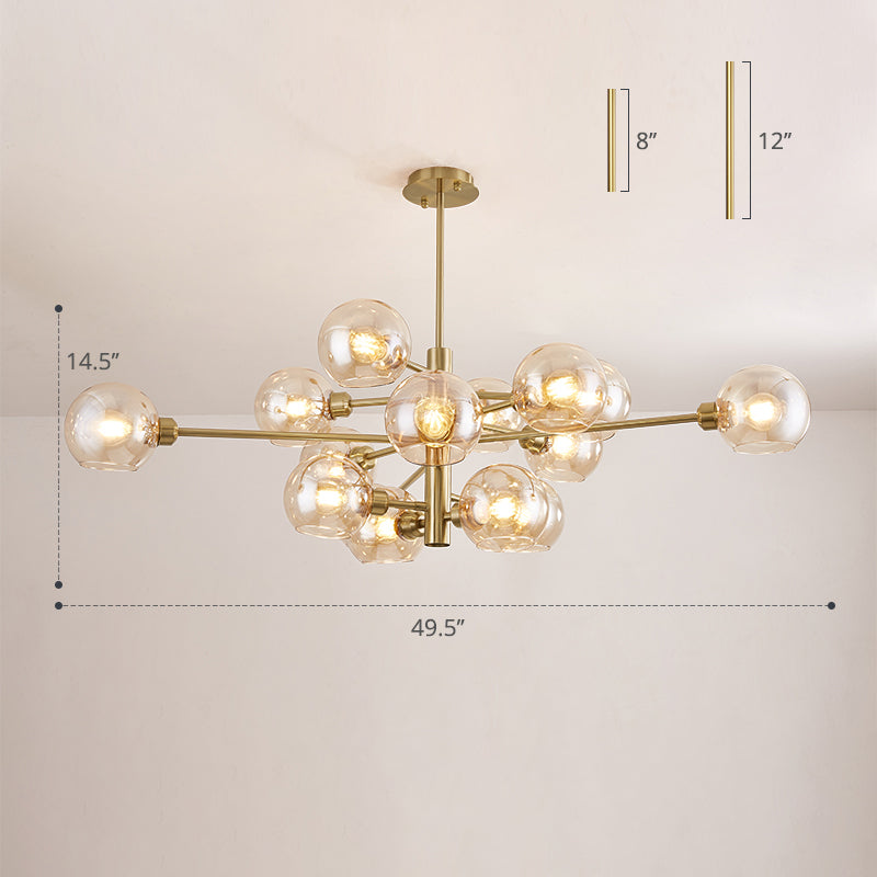 Postmodern Sputnik Chandelier Light Fixture Glass Living Room Hanging Ceiling Light Clearhalo 'Ceiling Lights' 'Chandeliers' 'Glass shade' 'Glass' 'Modern Chandeliers' 'Modern' Lighting' 2462622