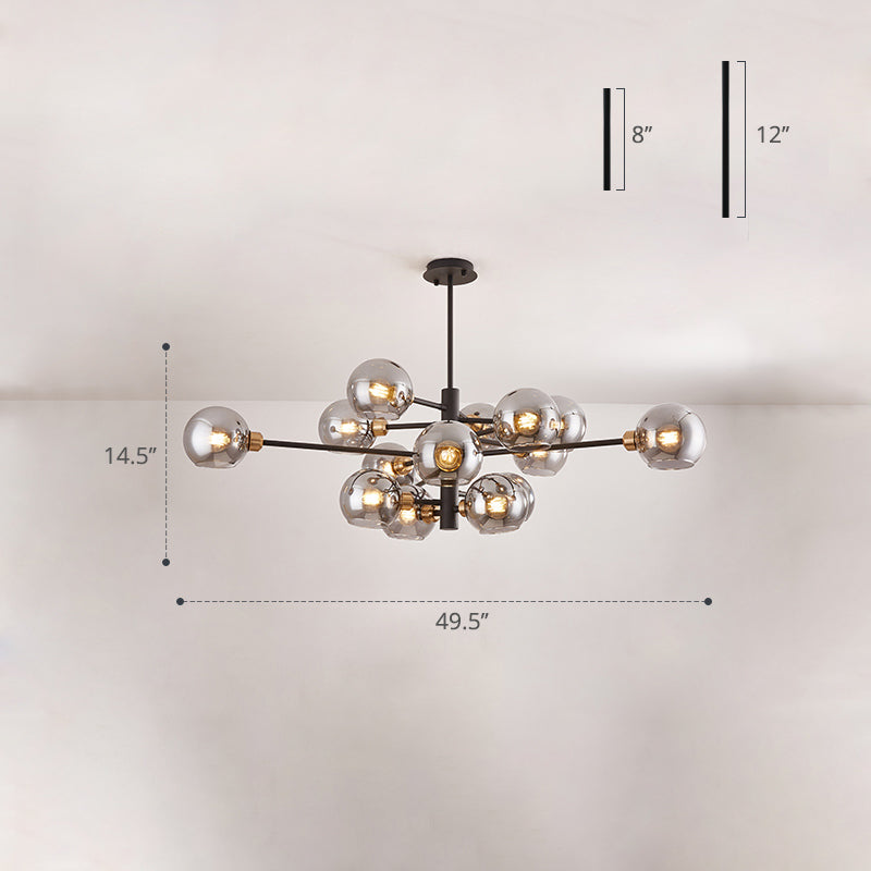 Postmodern Sputnik Chandelier Light Fixture Glass Living Room Hanging Ceiling Light Clearhalo 'Ceiling Lights' 'Chandeliers' 'Glass shade' 'Glass' 'Modern Chandeliers' 'Modern' Lighting' 2462624