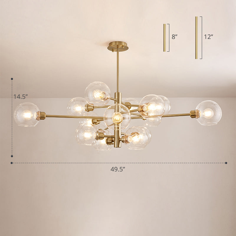 Postmodern Sputnik Chandelier Light Fixture Glass Living Room Hanging Ceiling Light Clearhalo 'Ceiling Lights' 'Chandeliers' 'Glass shade' 'Glass' 'Modern Chandeliers' 'Modern' Lighting' 2462629