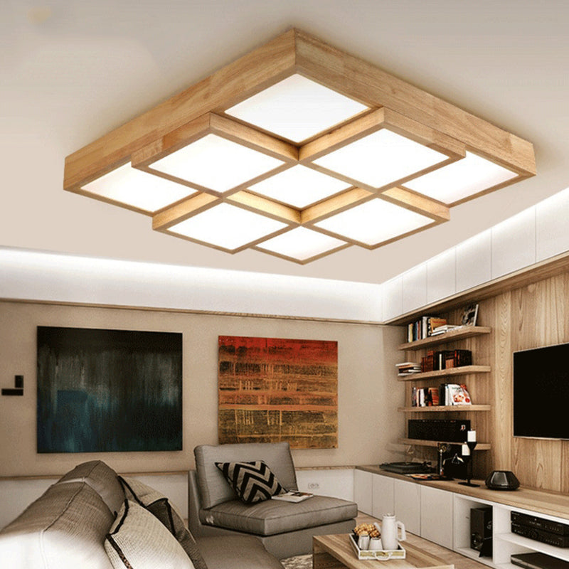 Check Flush Mount Ceiling Fixture Minimalist Wooden LED Flush Mount Light for Living Room Clearhalo 'Ceiling Lights' 'Close To Ceiling Lights' 'Close to ceiling' 'Flush mount' Lighting' 2462642