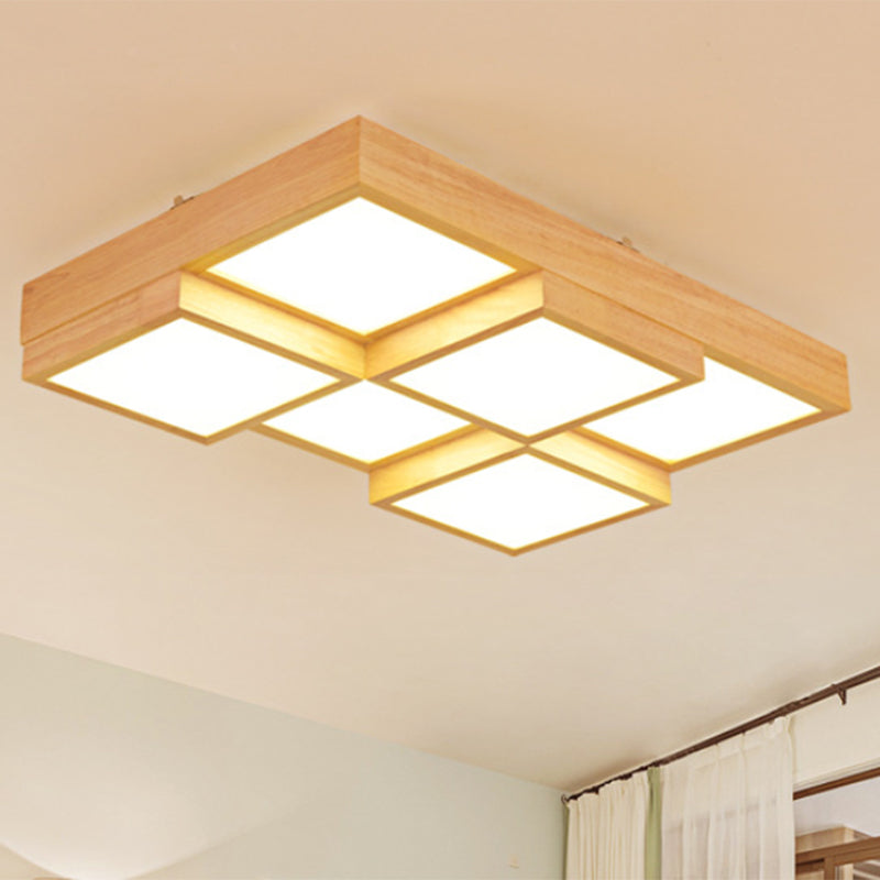 Check Flush Mount Ceiling Fixture Minimalist Wooden LED Flush Mount Light for Living Room 6 Wood Clearhalo 'Ceiling Lights' 'Close To Ceiling Lights' 'Close to ceiling' 'Flush mount' Lighting' 2462643