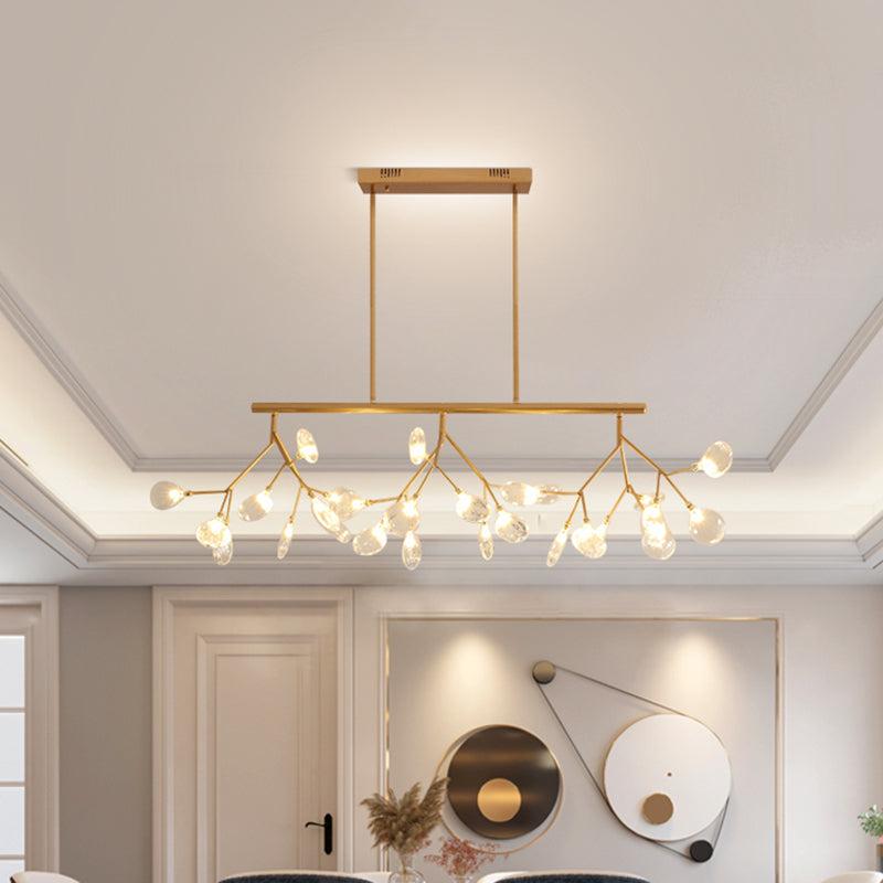 Minimalist Firefly Island Lamp Glass 27-Bulb Dining Room Suspended Lighting Fixture Clearhalo 'Ceiling Lights' 'Island Lights' Lighting' 2462659