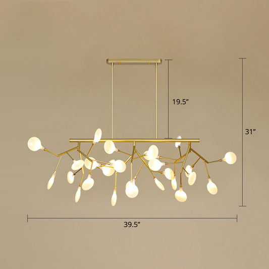 Minimalist Firefly Island Lamp Glass 27-Bulb Dining Room Suspended Lighting Fixture Clearhalo 'Ceiling Lights' 'Island Lights' Lighting' 2462663