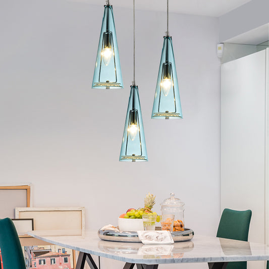 Conical Glass Multi-Light Pendant Modernist 3-Head Hanging Ceiling Light for Dining Room Clearhalo 'Ceiling Lights' 'Chandeliers' 'Glass shade' 'Glass' 'Modern Pendants' 'Modern' 'Pendant Lights' 'Pendants' Lighting' 2462669