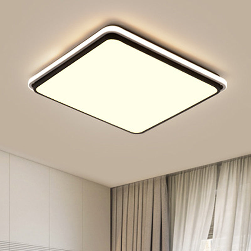 16"/19.5"/35.5" Wide Black and White Square/Rectangle Flush Lamp Modernist Led Acrylic Flush Mount Ceiling Light in White/Warm Light Clearhalo 'Ceiling Lights' 'Close To Ceiling Lights' 'Close to ceiling' 'Flush mount' Lighting' 246267