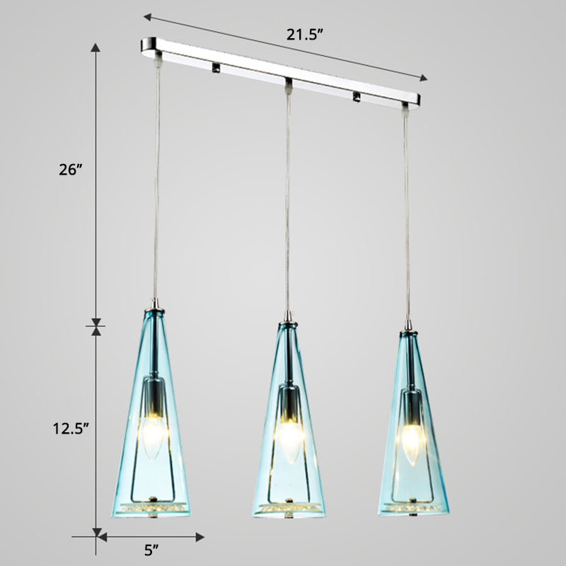 Conical Glass Multi-Light Pendant Modernist 3-Head Hanging Ceiling Light for Dining Room Clearhalo 'Ceiling Lights' 'Chandeliers' 'Glass shade' 'Glass' 'Modern Pendants' 'Modern' 'Pendant Lights' 'Pendants' Lighting' 2462674