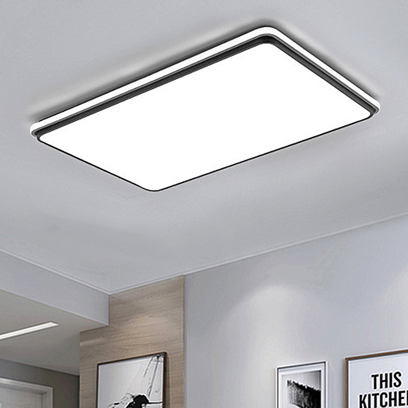 16"/19.5"/35.5" Wide Black and White Square/Rectangle Flush Lamp Modernist Led Acrylic Flush Mount Ceiling Light in White/Warm Light Clearhalo 'Ceiling Lights' 'Close To Ceiling Lights' 'Close to ceiling' 'Flush mount' Lighting' 246269