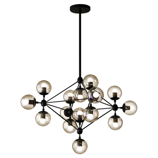 Clear Glass Ball Chandelier Lighting Loft Style Bedroom Hanging Light Fixture in Black Clearhalo 'Cast Iron' 'Ceiling Lights' 'Chandeliers' 'Industrial Chandeliers' 'Industrial' 'Metal' 'Middle Century Chandeliers' 'Rustic Chandeliers' 'Tiffany' Lighting' 2462707