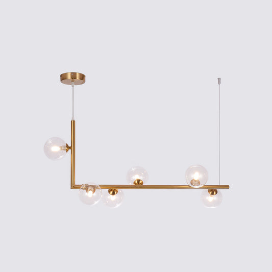 Ball Hanging Island Light Postmodern Glass Suspension Pendant Light for Dining Room 6 Gold Clear Clearhalo 'Ceiling Lights' 'Island Lights' Lighting' 2462760