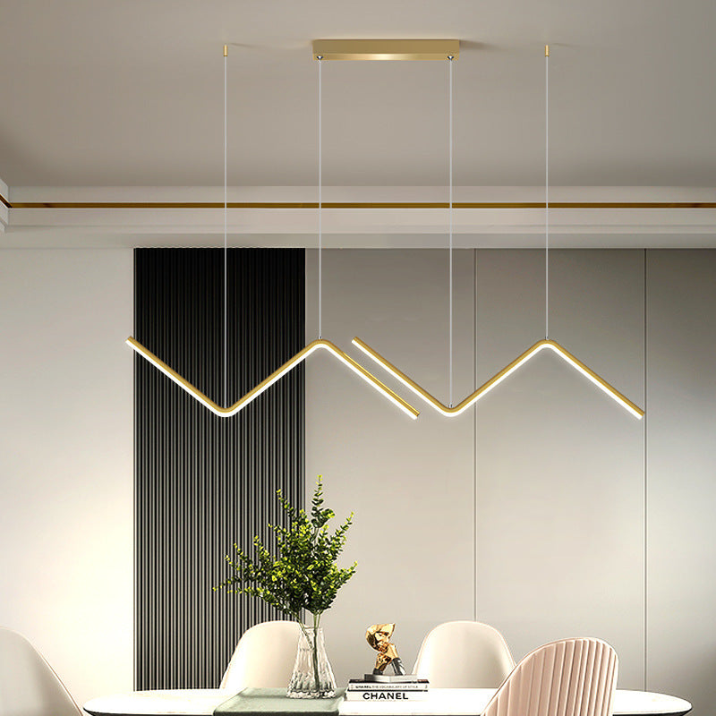 Minimalist Z Shaped Hanging Pendant Light Aluminum Restaurant LED Suspension Light Fixture Gold Clearhalo 'Ceiling Lights' 'Modern Pendants' 'Modern' 'Pendant Lights' 'Pendants' Lighting' 2462773