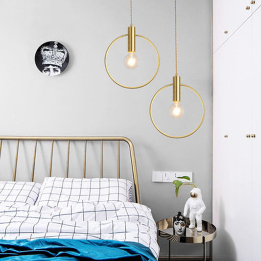 Nordic Caging Pendant Light Fixture 1-Light Metal Ceiling Suspension Lamp in Gold Gold Round Clearhalo 'Art Deco Pendants' 'Cast Iron' 'Ceiling Lights' 'Ceramic' 'Crystal' 'Industrial Pendants' 'Industrial' 'Metal' 'Middle Century Pendants' 'Pendant Lights' 'Pendants' 'Tiffany' Lighting' 2462783
