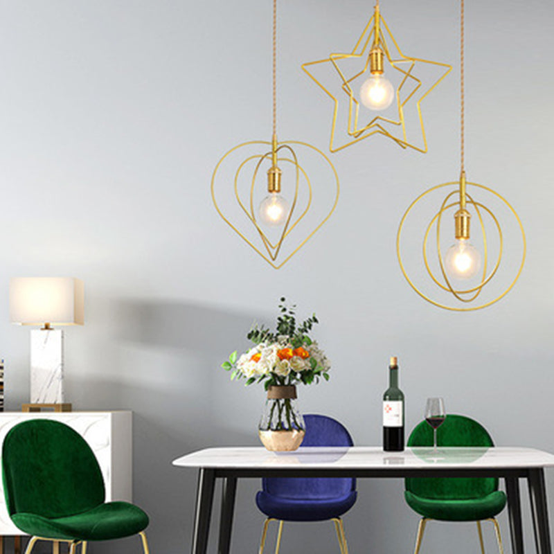 Nordic Caging Pendant Light Fixture 1-Light Metal Ceiling Suspension Lamp in Gold Clearhalo 'Art Deco Pendants' 'Cast Iron' 'Ceiling Lights' 'Ceramic' 'Crystal' 'Industrial Pendants' 'Industrial' 'Metal' 'Middle Century Pendants' 'Pendant Lights' 'Pendants' 'Tiffany' Lighting' 2462785