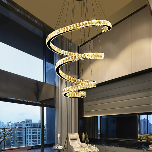 Crystal Inlaid Spiral Chandelier Pendant Light Simplicity Stainless Steel LED Suspension Light Clearhalo 'Ceiling Lights' 'Chandeliers' 'Modern Chandeliers' 'Modern' Lighting' 2462800