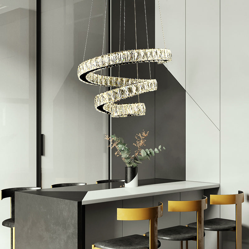 Crystal Inlaid Spiral Chandelier Pendant Light Simplicity Stainless Steel LED Suspension Light Clearhalo 'Ceiling Lights' 'Chandeliers' 'Modern Chandeliers' 'Modern' Lighting' 2462803