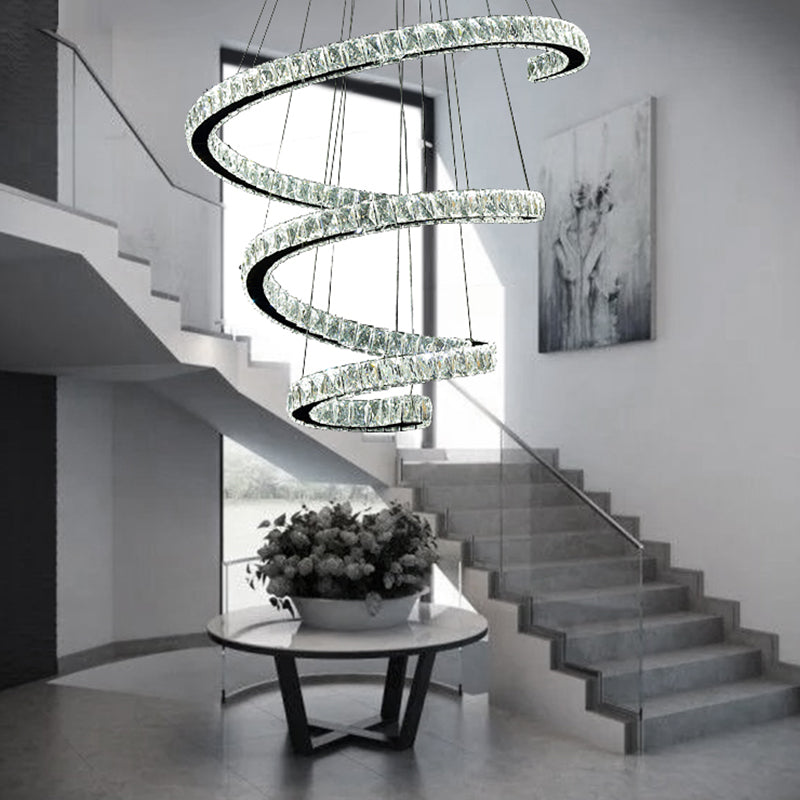 Crystal Inlaid Spiral Chandelier Pendant Light Simplicity Stainless Steel LED Suspension Light Clearhalo 'Ceiling Lights' 'Chandeliers' 'Modern Chandeliers' 'Modern' Lighting' 2462805
